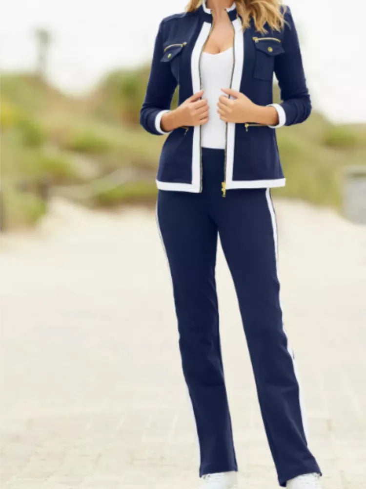 Elegancki zestaw damski z prostymi spodniami