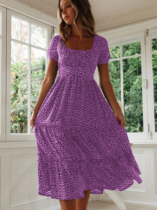 Letnia sukienka damska z bufiastymi rękawami